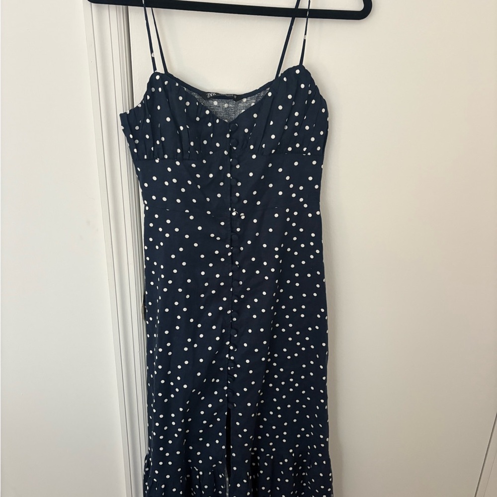 Zara Dark Blue Dress with White Dots